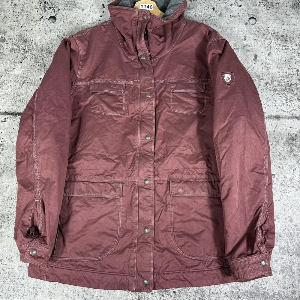 Kuhl Projekt Jacket Womens Large Maroon Hooded Quilted Lined Outdoor Coat Casual - Picture 1 of 8